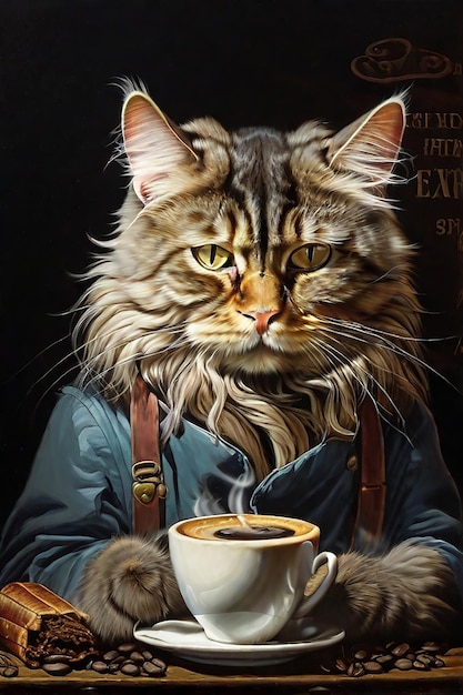 coffee cat spirit Ai generated photo