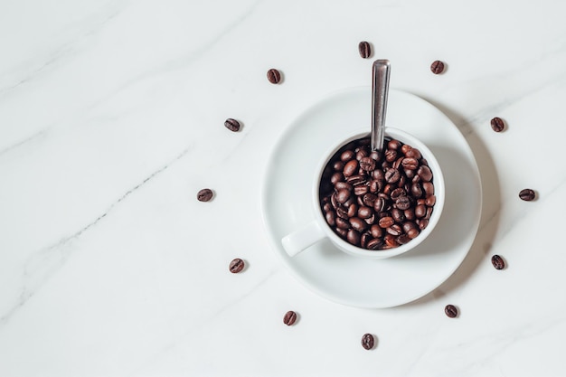 Coffee clock on marble background creative idea minimal concept