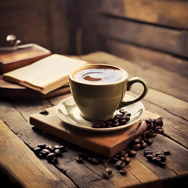 Coffee Comfort A Cup of Java on a Rustic Wooden Table