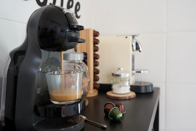 Photo coffee corner with a nespresso and dolce gusto making coffee