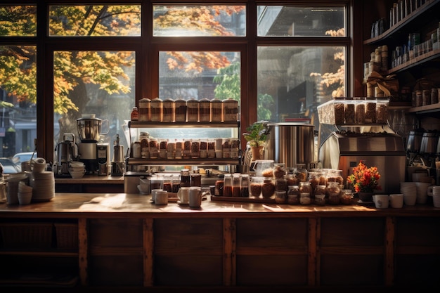 Coffee Counter Natural Light Generative AI