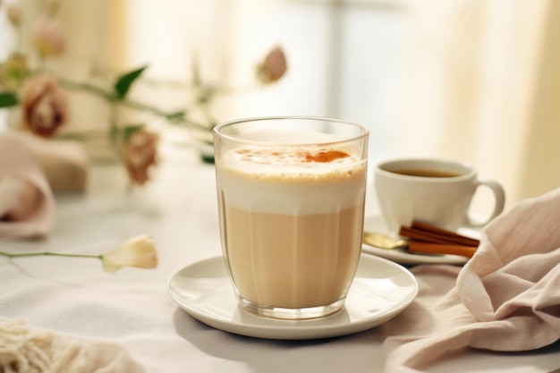 Coffee and cream in a glass a delicious morning beverage