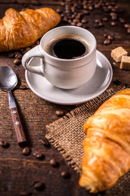 Coffee and croissant f