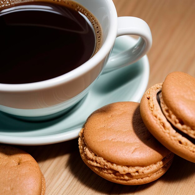 Coffee cup beans macaroons