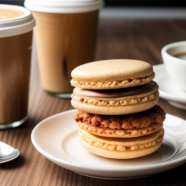 Coffee cup beans macaroons