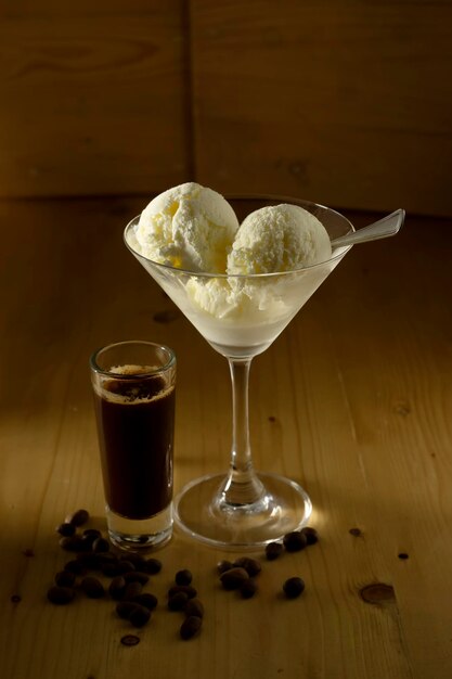 Coffee Cup and Beans on Wooden Table