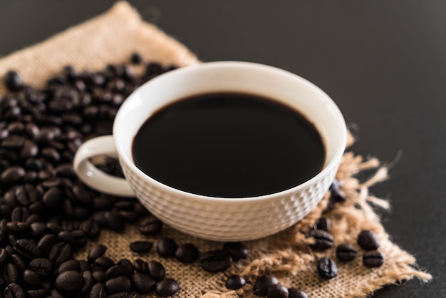 Coffee cup and beans