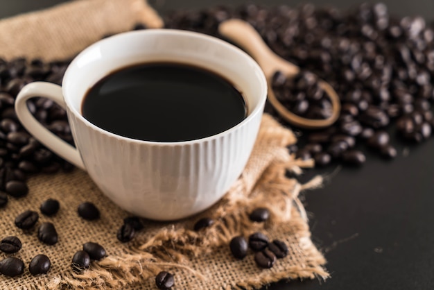 Coffee cup and beans