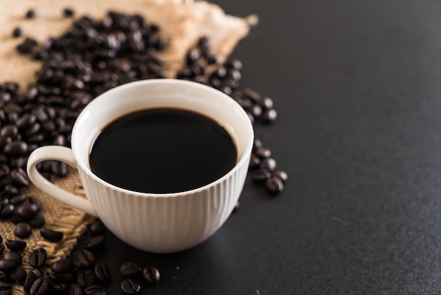 Coffee cup and beans