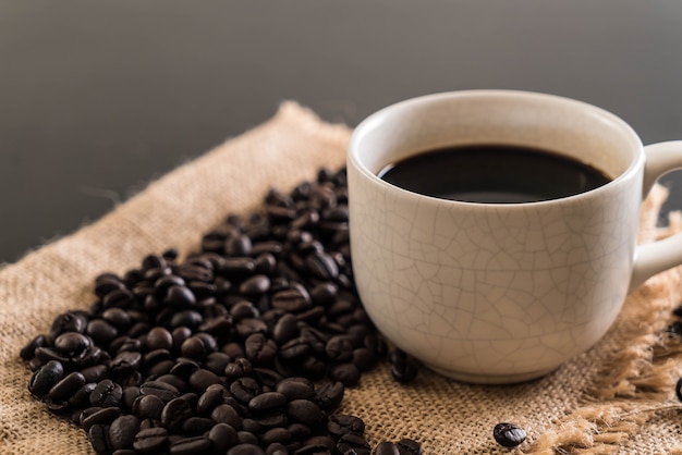 Coffee cup and beans