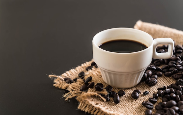 Coffee cup and beans