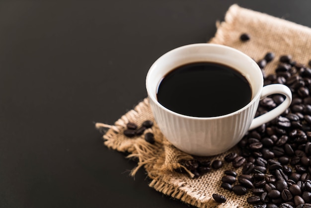 Coffee cup and beans