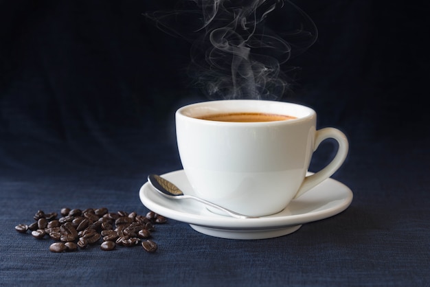 Coffee cup and beans