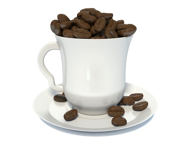 Coffee cup and beans