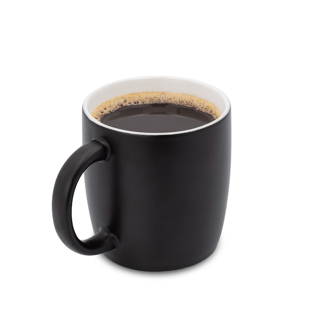 Coffee cup, black cup of black coffee isolated on white background. with clipping path.