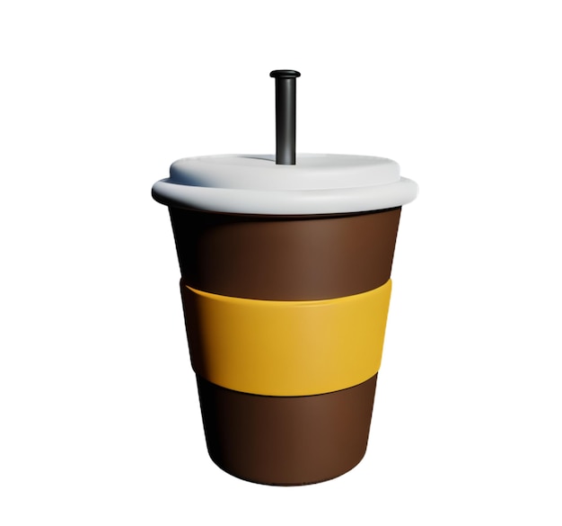 Photo coffee cup breakfast vitality aroma ceramic cup hot drink refreshing straw 3d icon