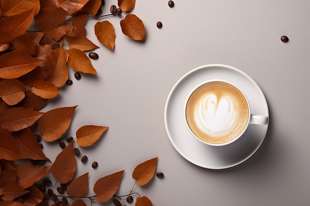 Coffee cup and coffee beans on wooden background