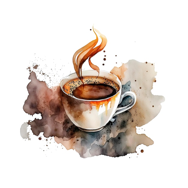 コーヒー 一杯のコーヒー コーヒー コーヒー クリーム入りコーヒー 水彩風コーヒー