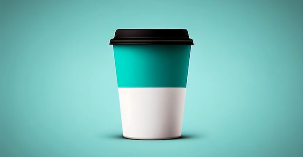 coffee cup on colored background.