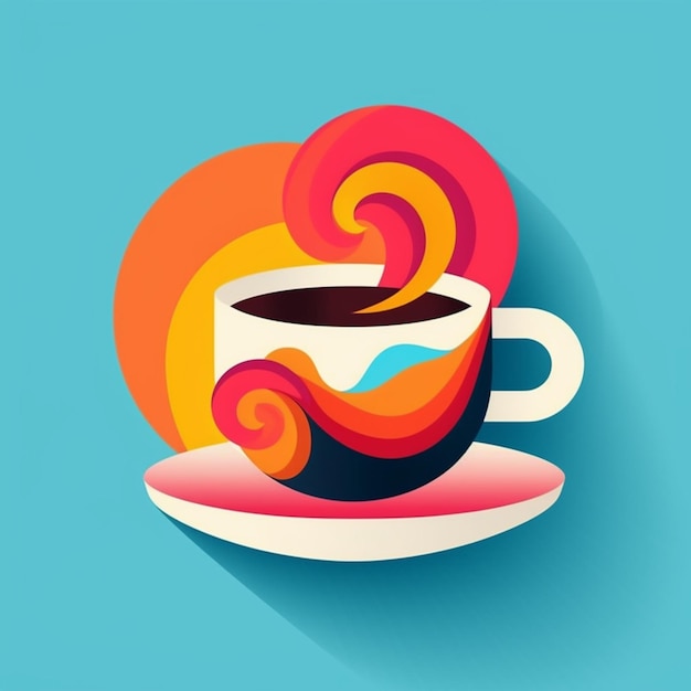 コーヒー カップのカラフルなグラフィック デザイン アイコン