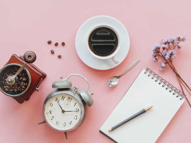 coffee cup flat lay