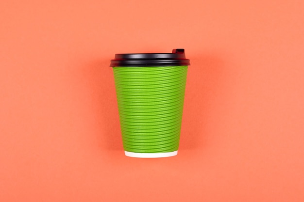 Coffee cup, flat lay