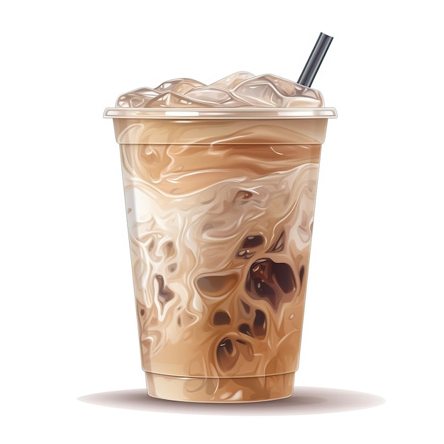 Кофе в чашке Fredo Ice latte карамельный кофе и тоник Изолирован на белом фоне