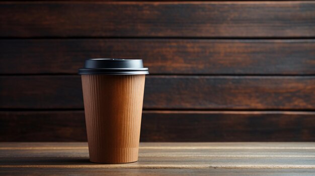 Coffee cup to go at wooden background