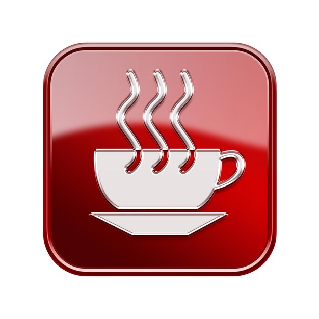 Photo coffee cup icon glossy red