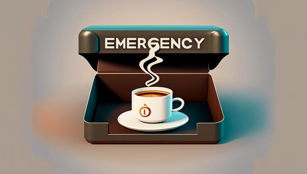 응급 상자 안의 커피 컵 일러스트레이션