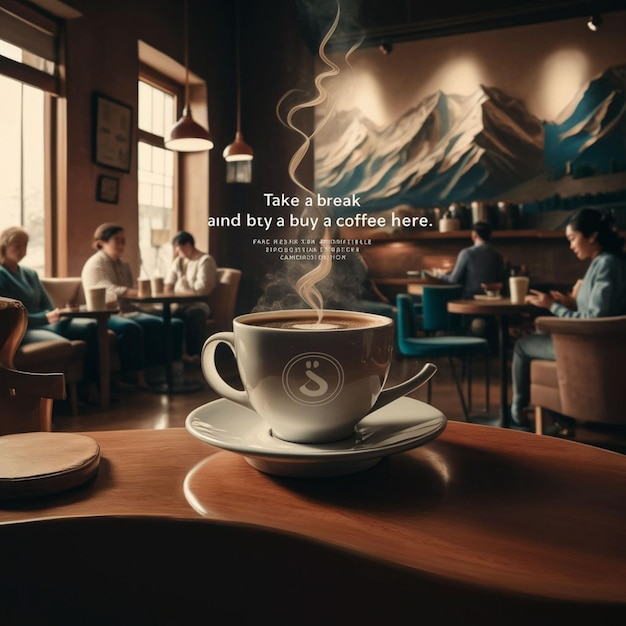 Foto una tazza di caffè è su un tavolo in un ristorante