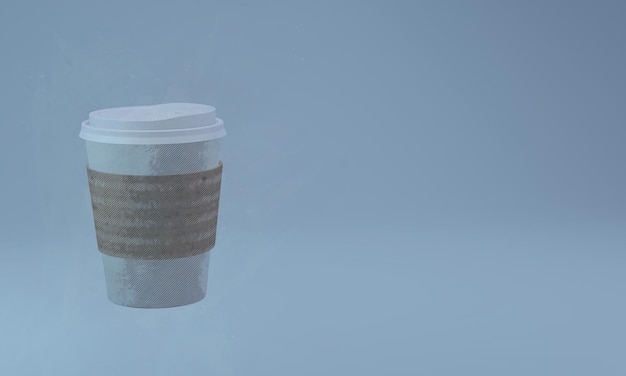 コーヒーカップ、青い背景の3dイラストで隔離