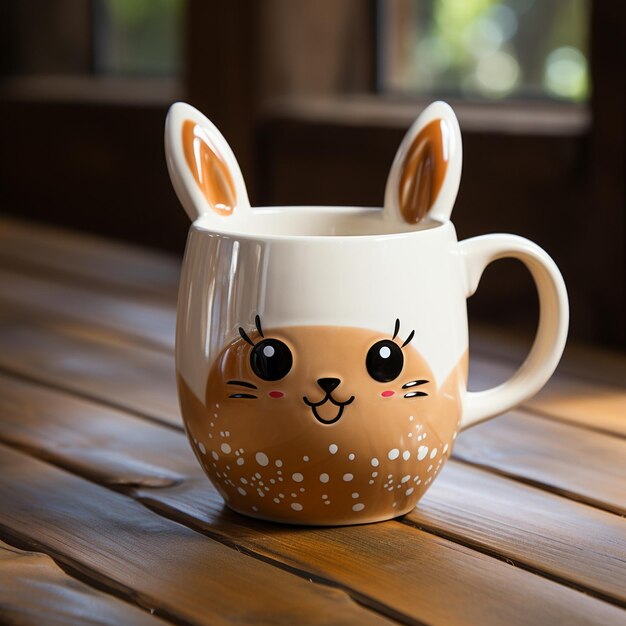 Coffee cup isolated on wood table