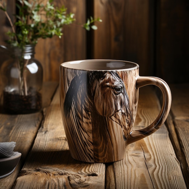 Foto coppa da caffè isolata su un tavolo di legno