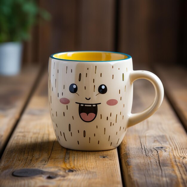 Coffee cup isolated on wood table