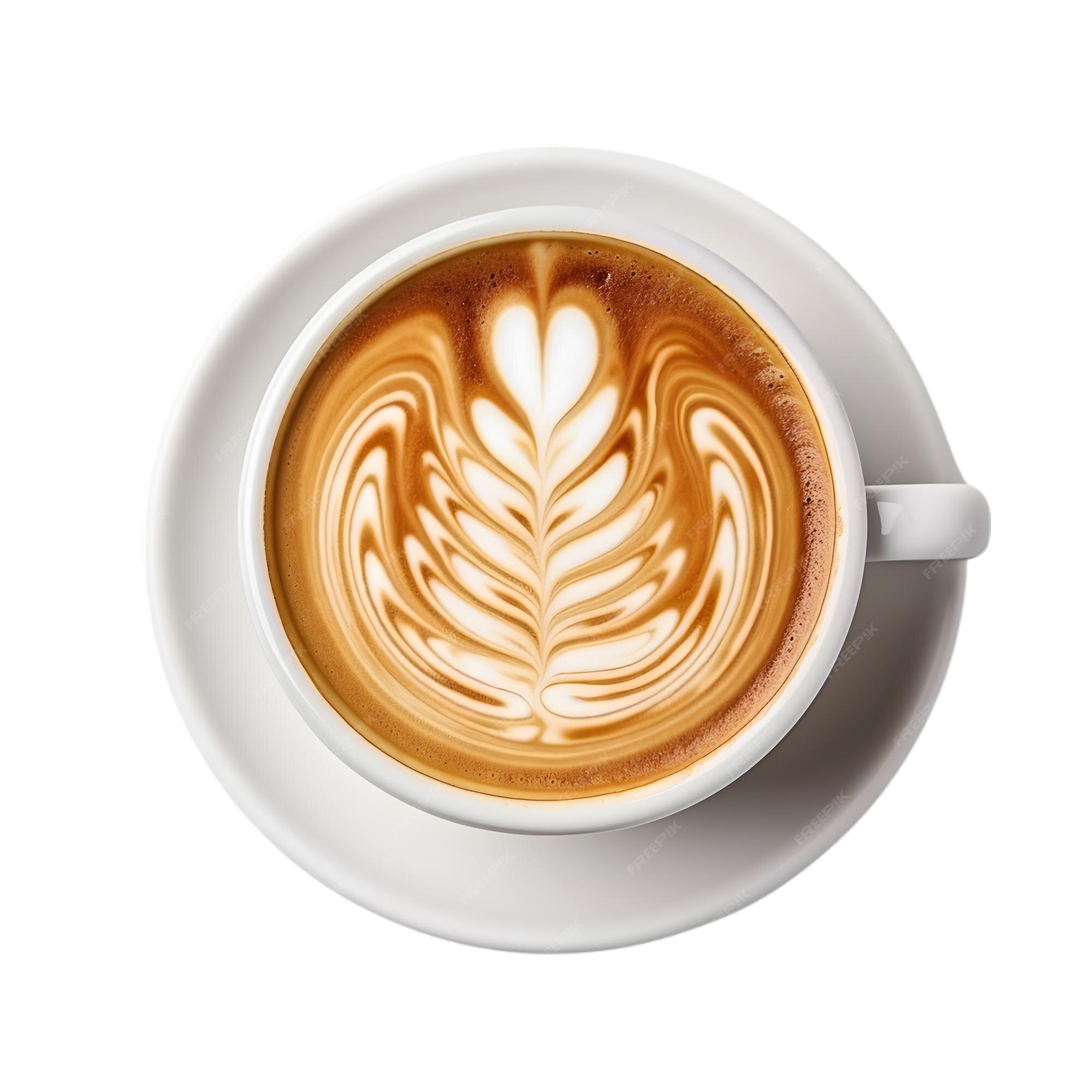 Premium AI Image | coffee cup latte art top view isolated on a white