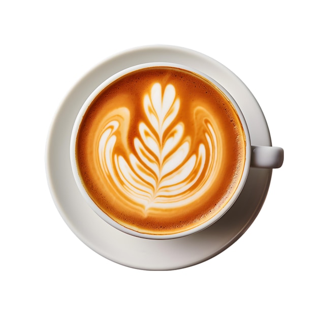 Premium AI Image | coffee cup latte art top view isolated on a white