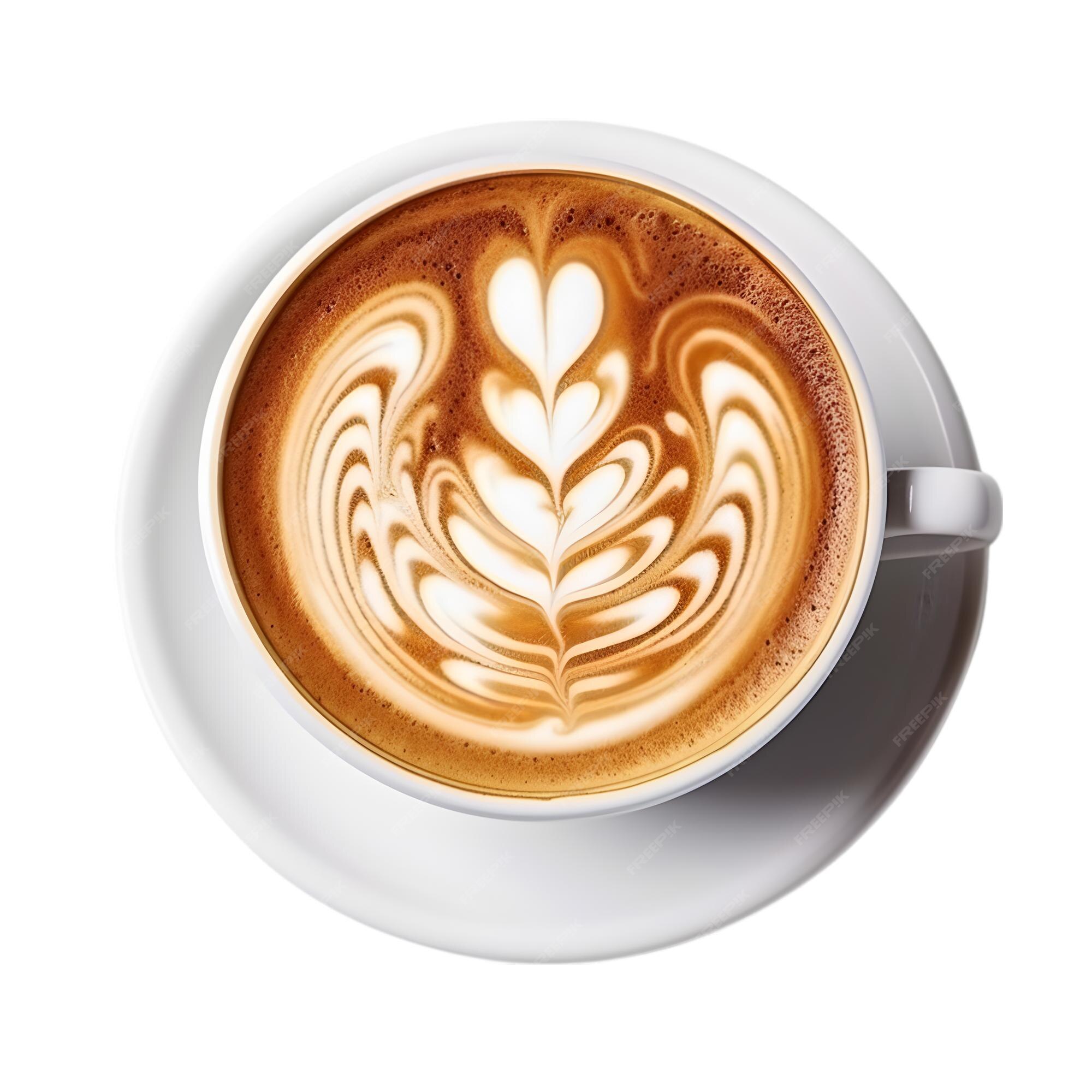 Premium AI Image | coffee cup latte art top view isolated on a white