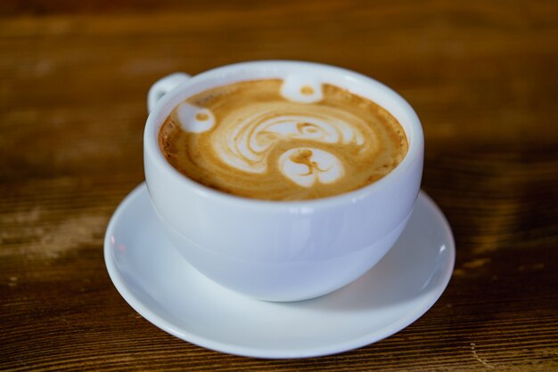 Coffee cup latte art.