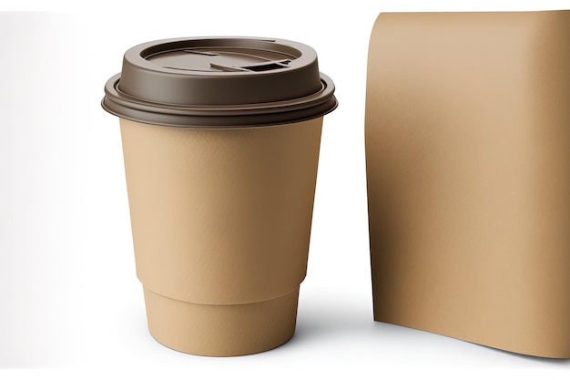 Coffee cup made of paper isolated on a white backdrop