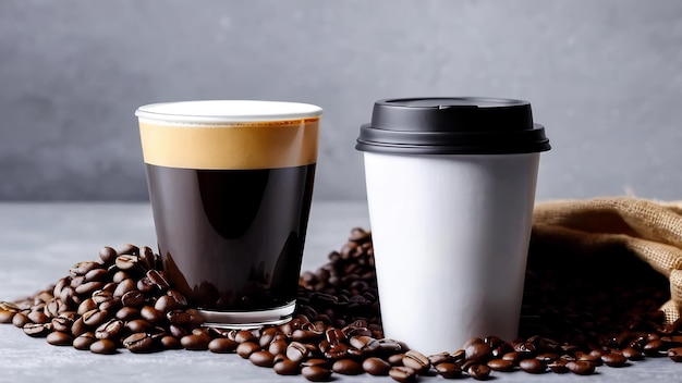 コーヒーカップモックアップデザイン コーヒーカップのモックアップ ホットコーヒー 背景空のコーヒー杯モックアップ 紙コーヒーバッグ