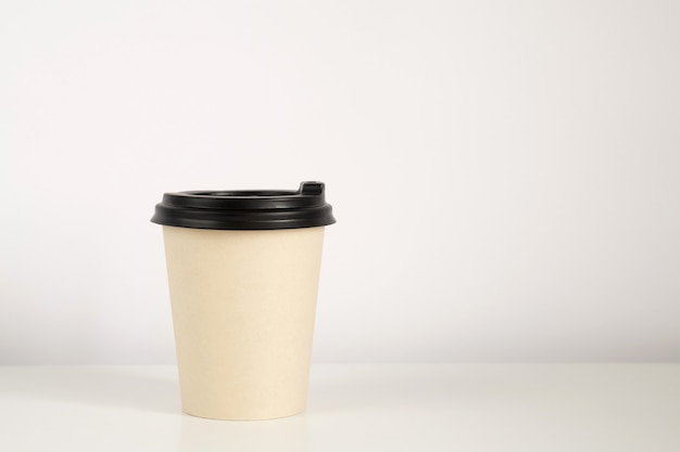 Photo coffee cup mockup on the white background