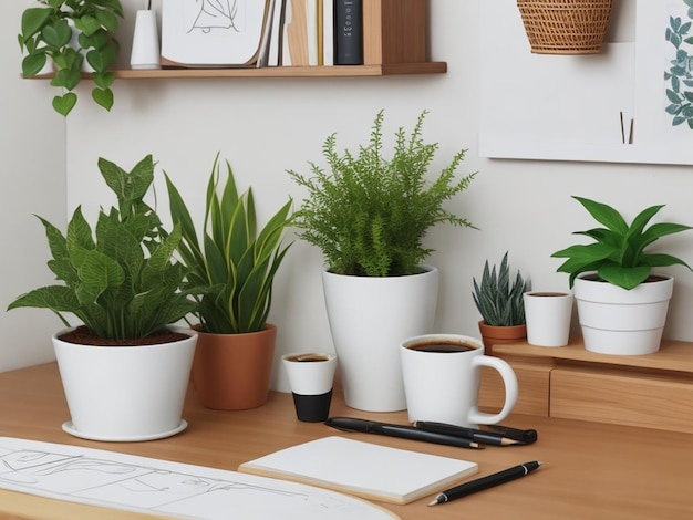 Photo coffee cup on office desk