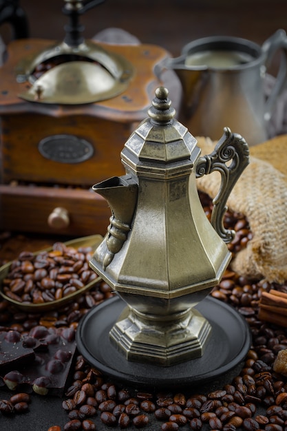 Coffee in a cup on an old background