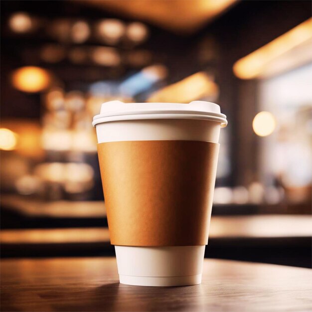 Coffee cup on restaurant table