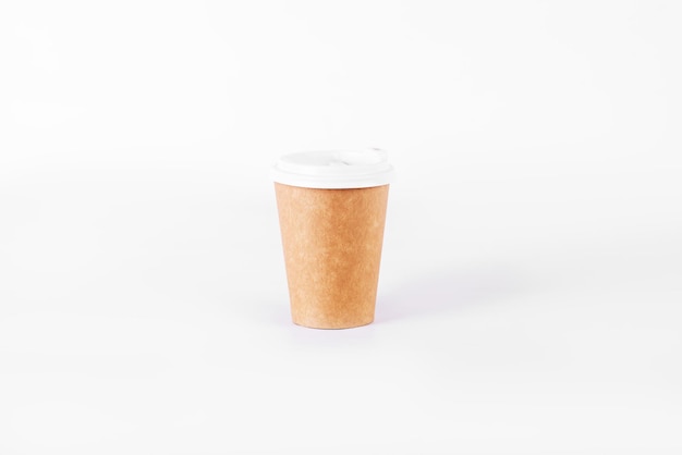 Coffee cup of reusable materials on white background. zero waste concept. ecology. replacement for plastic cups. Copy space, go green, isolated