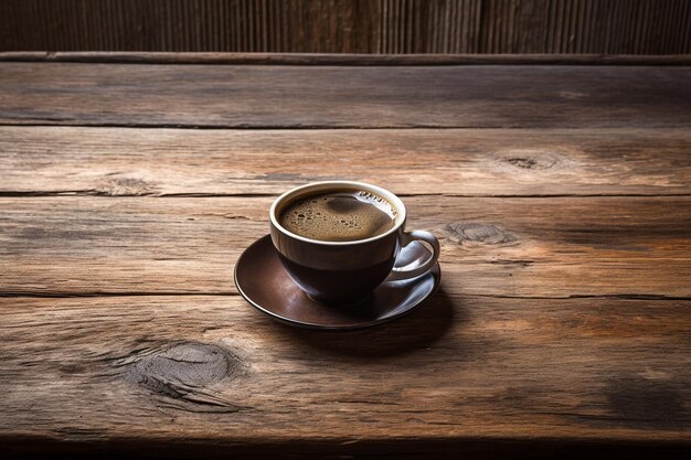 Foto coppa di caffè su un tavolo di legno rustico