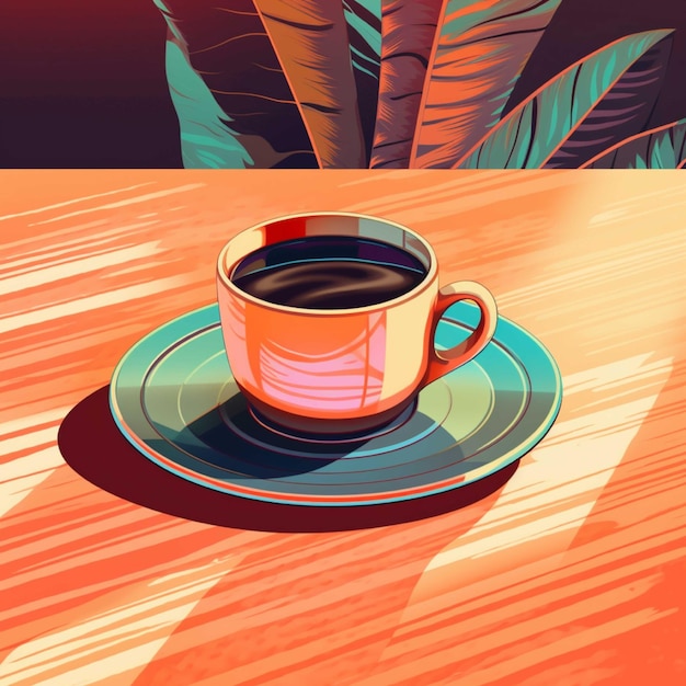 Foto tazza di caffè su piatto con vapore illustrazione vettoriale