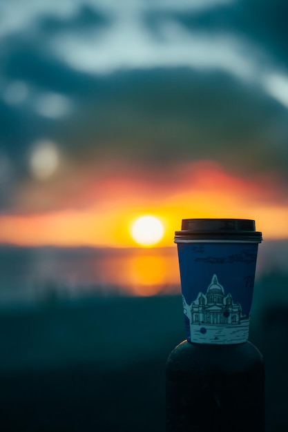 Coffee cup, sunrise, morning coffee