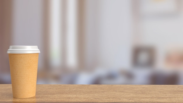 The coffee cup on table  in cafe for food and drink concept 3d rendering